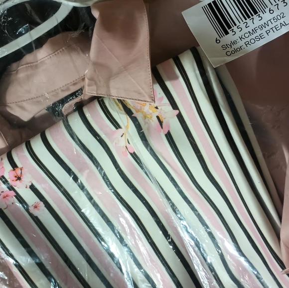 LS Button Down Stretch Faux WrapBlouse Blush Kenneth Cole New York Rose Petal - Picture 15 of 16